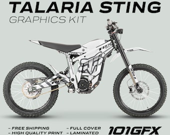 Talaria Sting MX3 MX4 Graphics Kit FOX Raceline WHITE GREY Decals Stickers Laminated racing race sticker wrap eBike Emoto