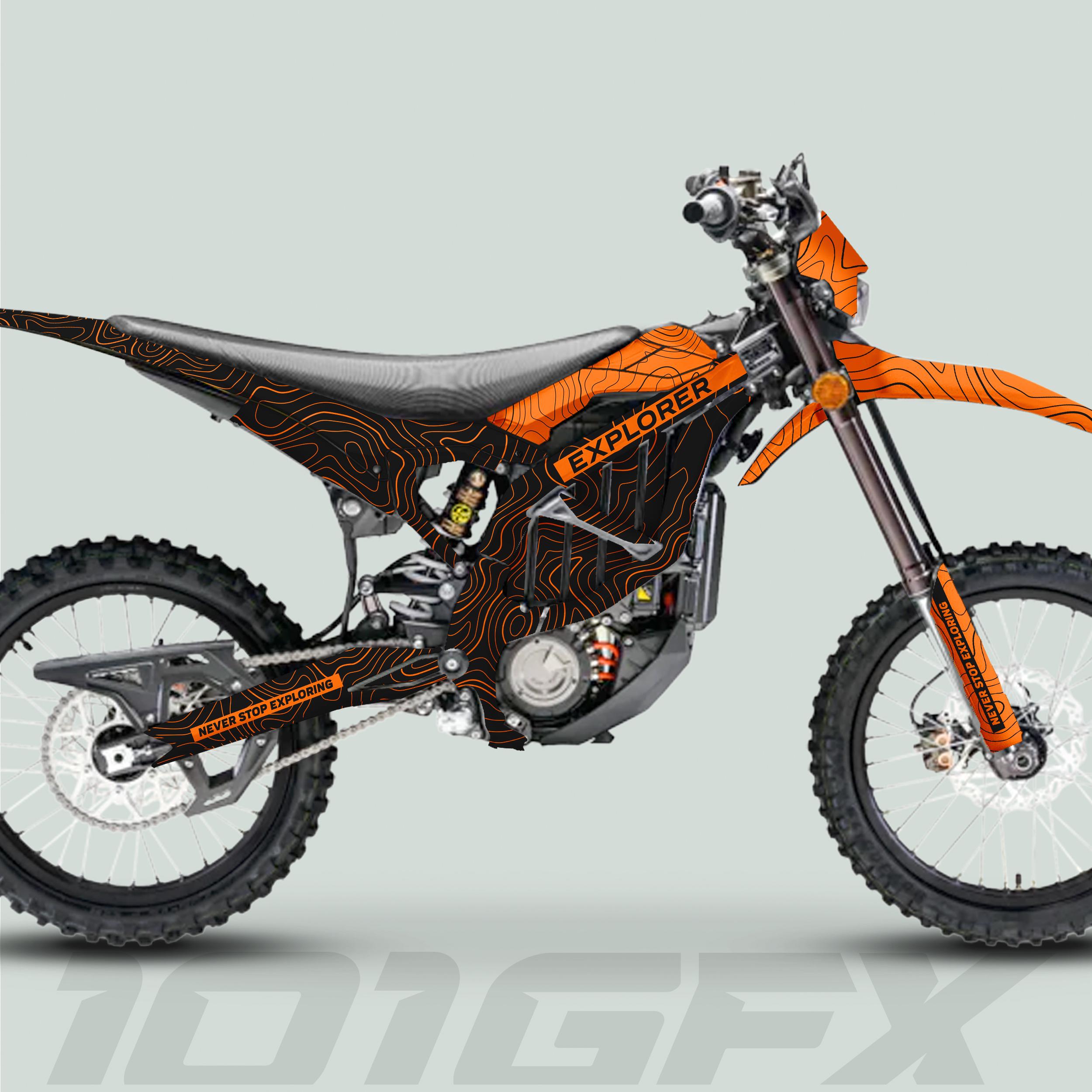 Stickers Customsurron Surron Ultra Bee Graphics Kit EXPLORER BLACK ORANGE Explore Altitude ...