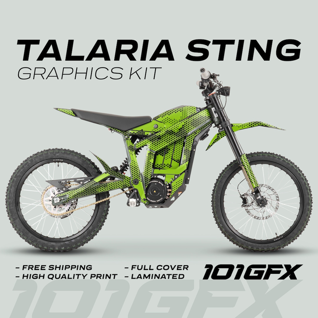 Talaria Sting MX3 MX4 Graphics Kit HEXOCAM GREEN Decals Stickers ...