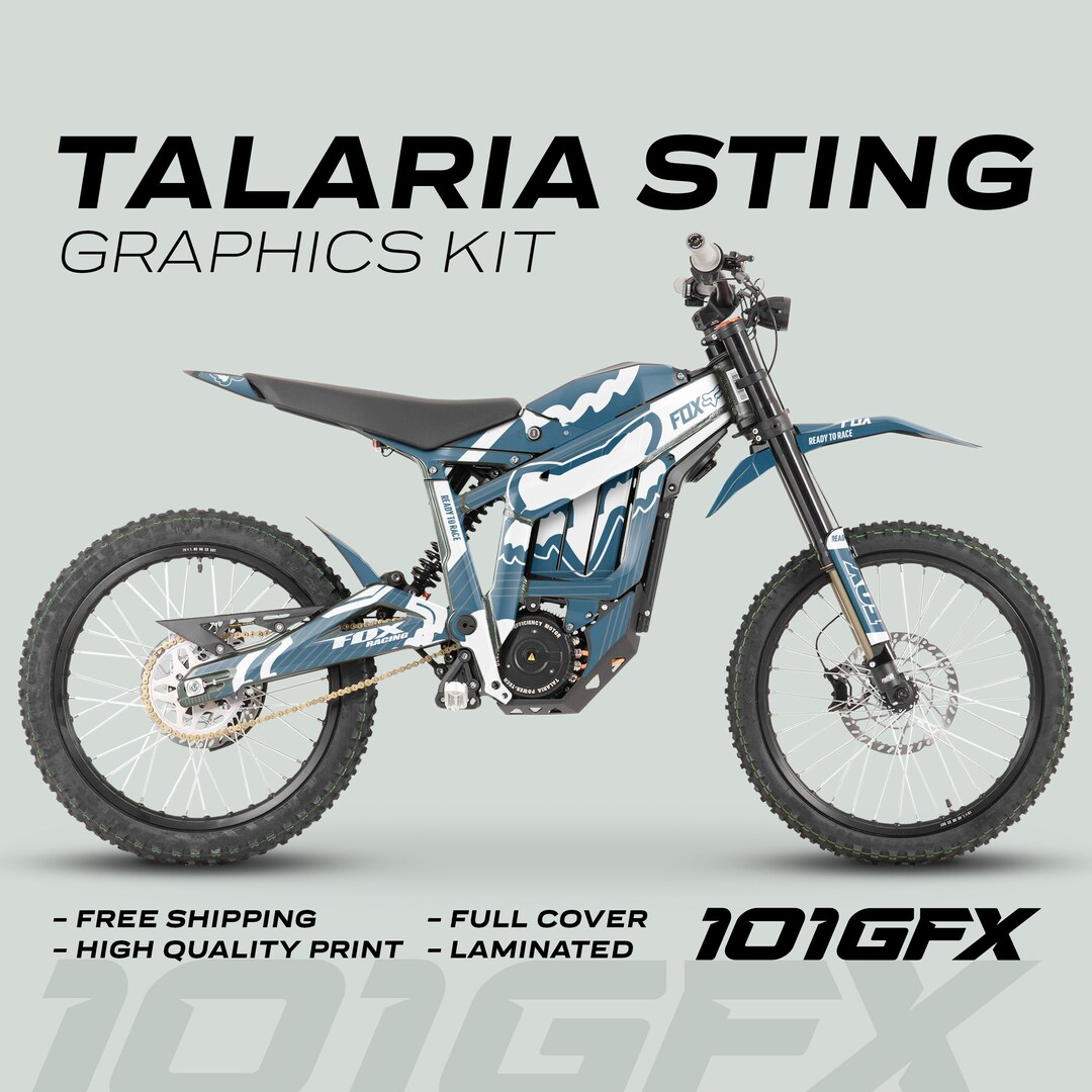 Talaria Sting MX3 MX4 Graphics Kit FOX STRIPES Grey White Decals ...