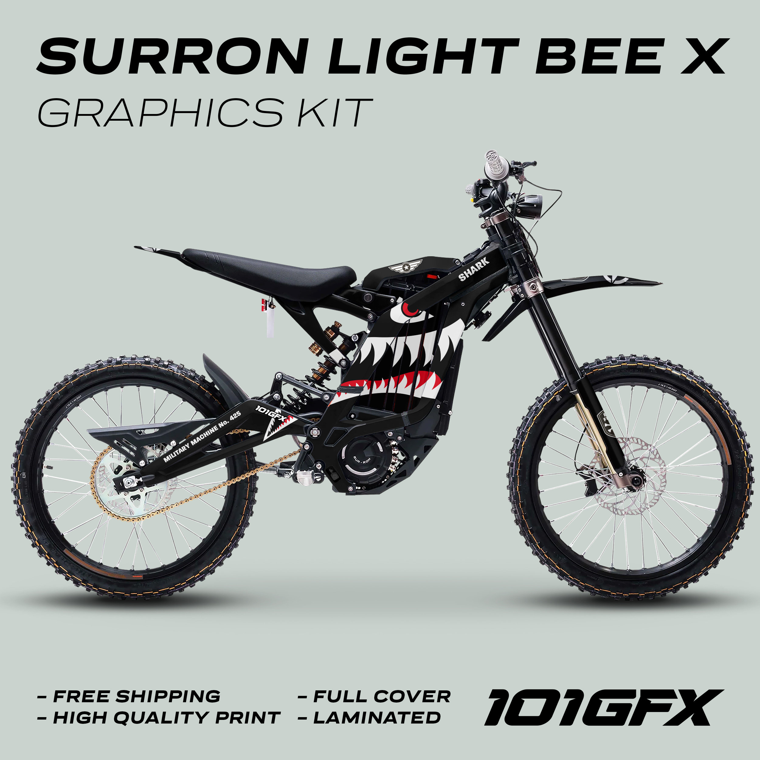 SUR RON Light Bee X Cartoon Style Black Gray Graphics Kit