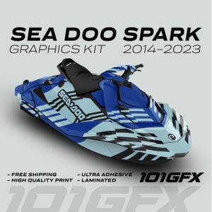 Sea Doo Spark Graphics kit FAST BLUE MILKY 2014-2023 Sea-Doo Spark Trixx Decals Stickers SeaDoo