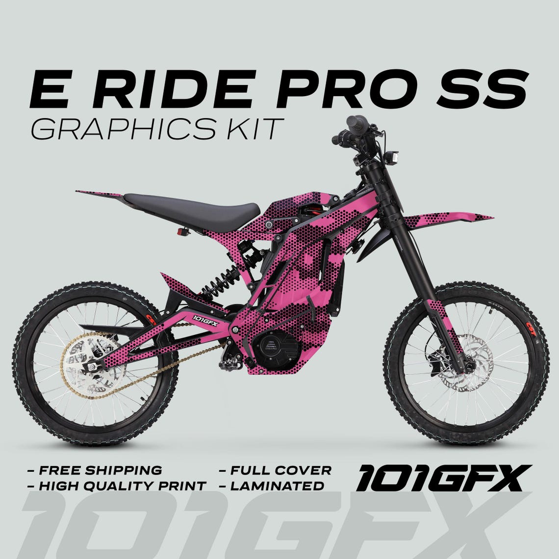 E Ride Pro SS Graphics Kit HEXOCAM PINK Decals Stickers Laminated Eride ...