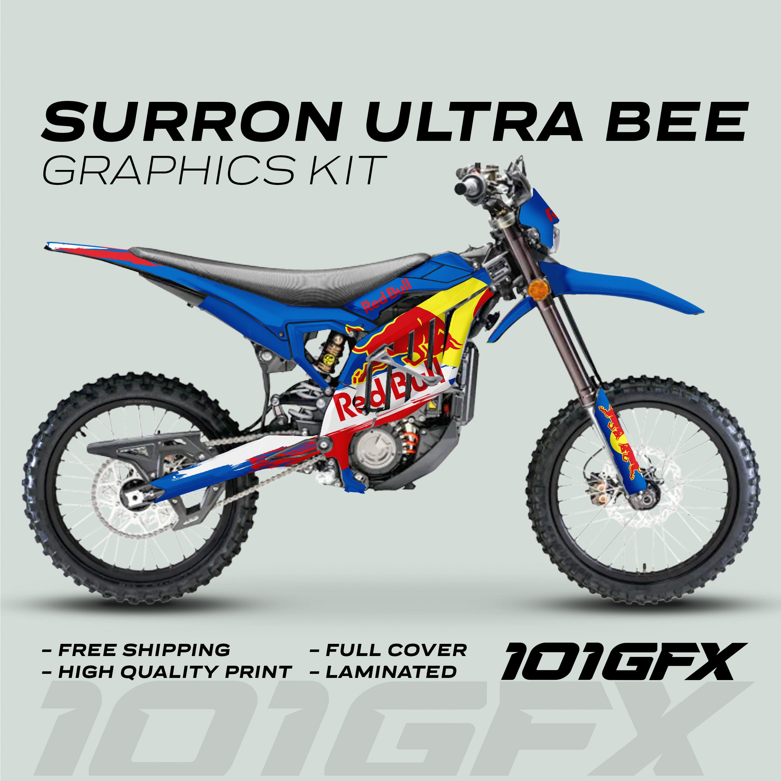 Surron Ultra Bee Graphics Kit R BULL RACE BLUE Decals Stickers 