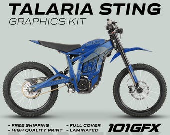 Talaria Sting MX3 MX4 Graphics Kit R BULL MONO BLUE Grey Decals Stickers Laminated eBike Emoto