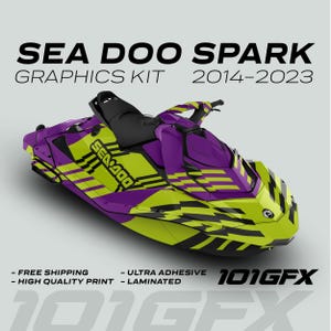 Sea Doo Spark Graphics kit FAST PURPLE GREEN 2014-2023 Sea-Doo Spark Trixx Decals Stickers SeaDoo