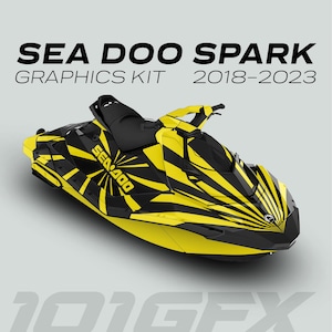 Sea Doo Spark Graphics kit RAYS BLACK YELLOW 2014-2023 Sea-Doo Spark Trixx Decals Stickers SeaDoo