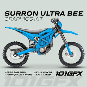 Surron Ultra Bee Graphics Kit SOLID COLOR CYAN Decals Stickers Laminated eBike Sur-Ron Ultra Decals Wrap Protection Mono Color