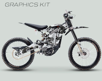 Surron Light Bee X Graphics Kit GEOTECH GREY Decals Stickers Laminated Thick Sur-Ron L1E