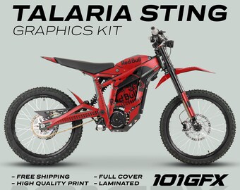 Talaria Sting MX3 MX4 Graphics Kit R BULL MONO RED Black Decals Stickers Laminated eBike Emoto