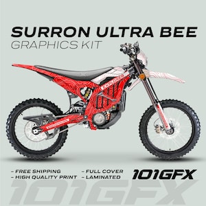 Surron Ultra Bee Graphics Kit EXPLORER RED WHITE Explore Altitude Decals Stickers Laminated eBike Sur-Ron Ultra Decals Wrap Protection