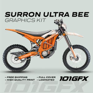 Surron Ultra Bee Graphics Kit EXPLORER ORANGE WHITE Explore Altitude Decals Stickers Laminated eBike Sur-Ron Ultra Decals Wrap Protection