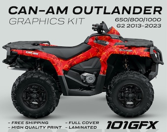 Can-Am OUTLANDER G2 Grafik-kit SCRATCHY ROT für 650 / 800 / 1000 Canam Outlander Max G2 Abziehbild-Aufkleber Kit Schützendes Design