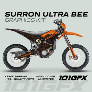 Surron Ultra Bee Graphics Kit EXPLORER BLACK ORANGE Explore Altitude Decals Stickers Laminated eBike Sur-Ron Ultra Decals Wrap Protection