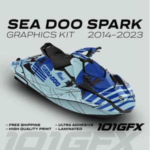 Sea Doo Spark Graphics kit MIAMI MILKY BLUE 2014-2023 Spark Trixx Decals Stickers