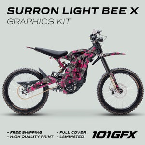 Surron Light Bee X Graphics Kit SPLAT CAMO PURPLE Decals Stickers Laminated Thick Sur-Ron L1E