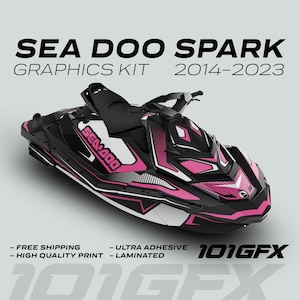 Sea Doo Spark Dekalkit RACE LINE Vit Rosa 2014-2023 Sea-Doo Spark Trixx Dekaler Klistermärken SeaDoo bild 1