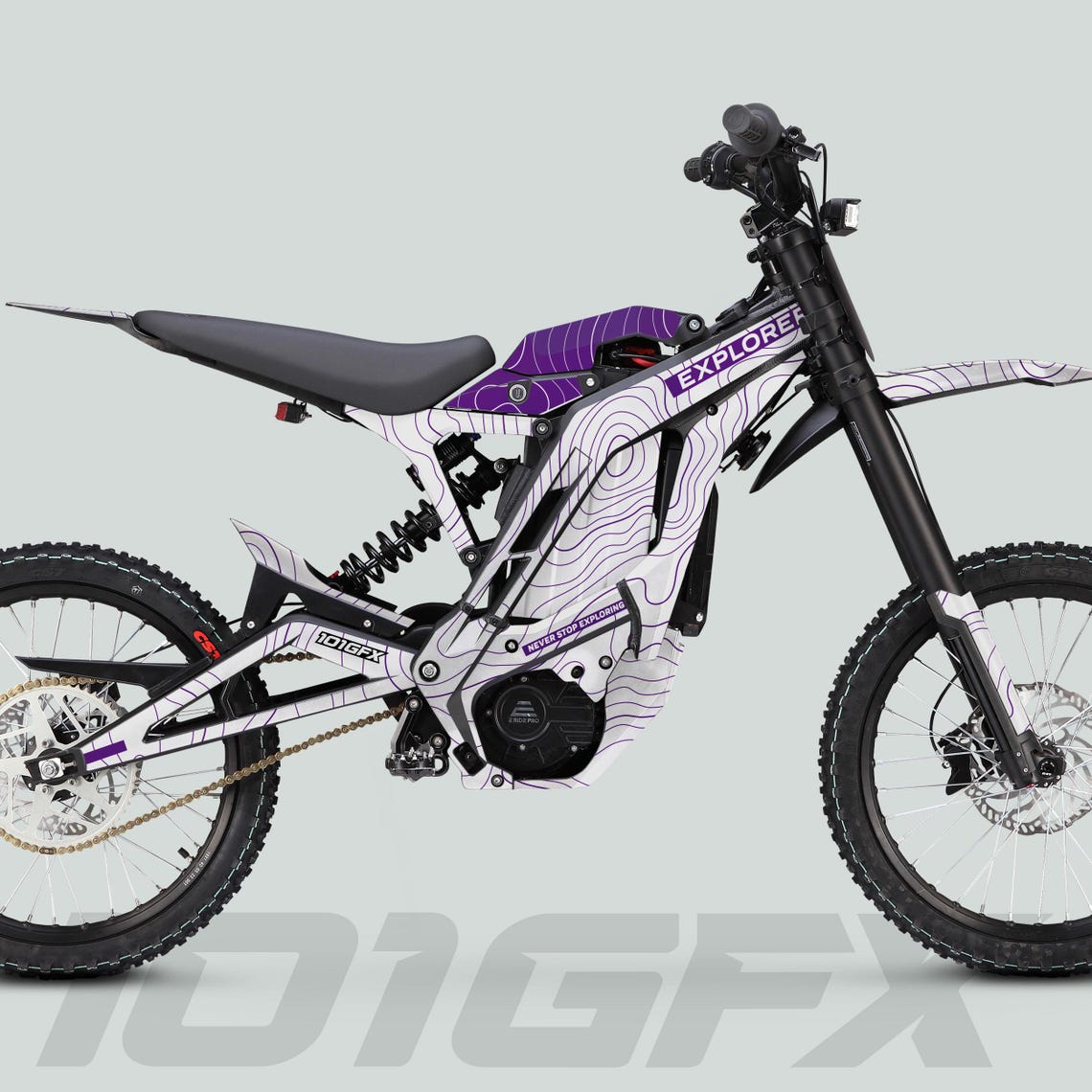E Ride Pro SS Graphics Kit EXPLORER White Purple Decals Stickers ...