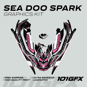 Sea Doo Spark Dekalkit RACE LINE Vit Rosa 2014-2023 Sea-Doo Spark Trixx Dekaler Klistermärken SeaDoo bild 5