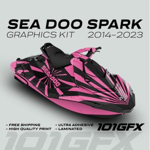 Sea Doo Spark Graphics kit RAYS BLACK PINK 2014-2023 Sea-Doo Spark Trixx Decals Stickers SeaDoo
