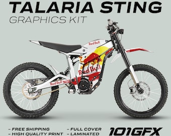 Talaria Sting MX3 MX4 Graphics Kit R BULL RACE WHITE Decals Stickers Laminated eBike Emoto