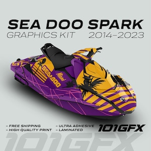 Sea Doo Spark Graphics kit MIAMI PURPLE YELLOW 2014-2023 Spark Trixx Decals Stickers