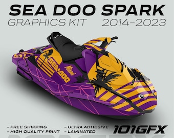 Sea Doo Spark Graphics kit MIAMI PURPLE YELLOW 2014-2023 Spark Trixx Decals Stickers
