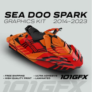 Sea Doo Spark Graphics kit FAST ORANGE RED 2014-2023 Sea-Doo Spark Trixx Decals Stickers SeaDoo