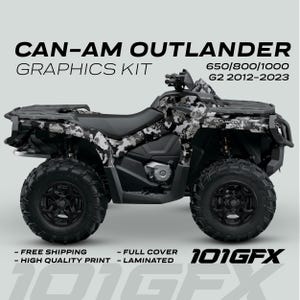 Can-Am OUTLANDER Graphics kit SPLAT CAMO Grey for 650 / 800 / 1000 Canam Outlander Max G2 Decals Sticker kit Protective Design
