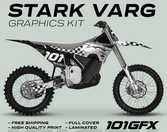 Stark Varg Graphics Kit RACE BLACK WHITE Decals Stickers Laminated Racing fox gopro stark future Varg Emoto