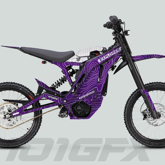 E Bike Pro SS Grafik Kit EXPLORER Lila Weiß Abziehbild-Aufkleber