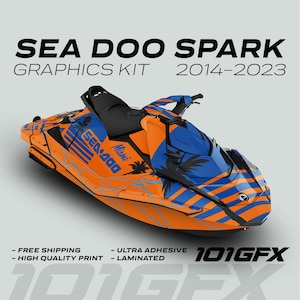 Sea Doo Spark Graphics kit MIAMI ORANGE BLUE 2014-2023 Spark Trixx Decals Stickers