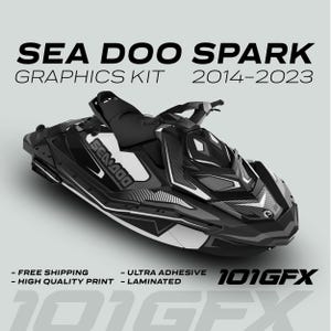 Sea Doo Spark Graphics kit RACE LINE White Grey 2014-2023 Sea-Doo Spark Trixx Decals Stickers SeaDoo