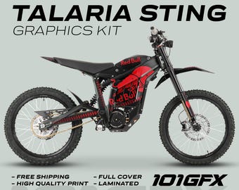 Kit de gráficos Talaria Sting MX3 MX4 R BULL MONO NEGRO Rojo Calcomanías Pegatinas Laminadas eBike Emoto