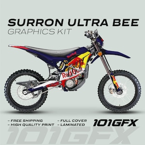 Surron Ultra Bee Graphics Kit R BULL RACE NAVY Decals Stickers Laminated Racing Grunge Re Yello sticker wrap eBike Sur-Ron Ultra