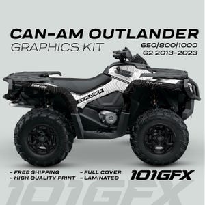 Can-Am OUTLANDER G2 Graphics kit EXPLORER White Black for 650 / 800 / 1000 Canam Outlander Max G2 Decals Sticker kit Protective Design