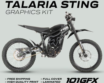 Talaria Sting MX3 MX4 Graphics Kit FOX Raceline BLACK GREY Decals Stickers Laminated racing race sticker wrap eBike Emoto