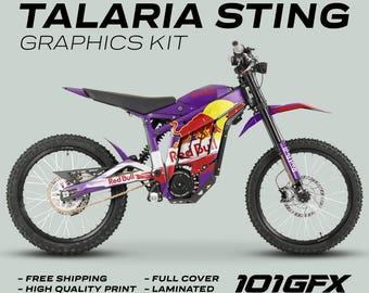 Talaria Sting MX3 MX4 Graphics Kit R BULL RACE PURPLE Decals Stickers Laminated eBike Emoto