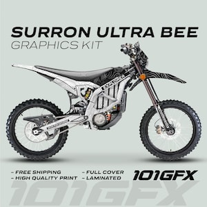 Surron Ultra Bee Graphics Kit EXPLORER WHITE BLACK Explore Altitude Decals Stickers Laminated eBike Sur-Ron Ultra Decals Wrap Protection