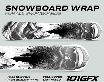 Snowboard Wrap SNOWER WHITE BLACK Snowboard sticker skin decals stickers