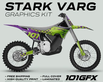 Stark Varg Graphics Kit RACE PURPLE GREEN Decals Stickers Laminated Race fox gopro stark future Varg Emoto