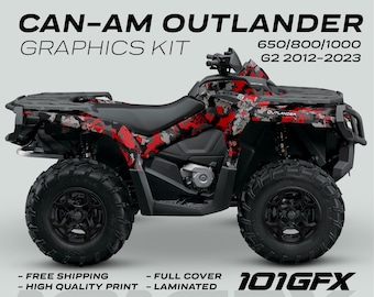 Can-Am OUTLANDER Grafik-kit SPLAT CAMO Rot für 650 / 800 / 1000 Canam Outlander Max G2 Abziehbilder Aufkleber-Kit Schutzdesign