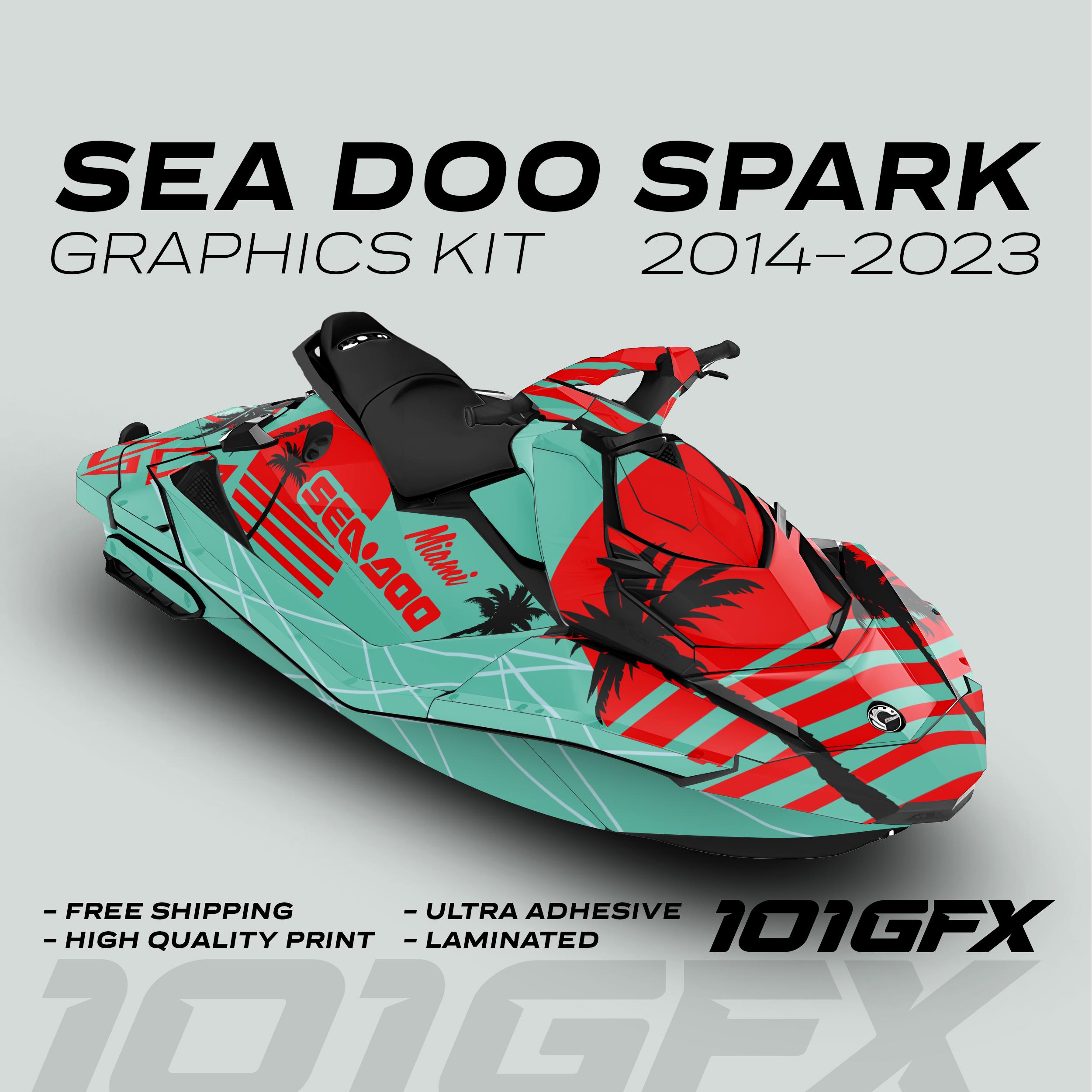 Sea Doo Spark Graphics kit MIAMI MINT RED 2014-2023 Spark Trixx Decals Stickers