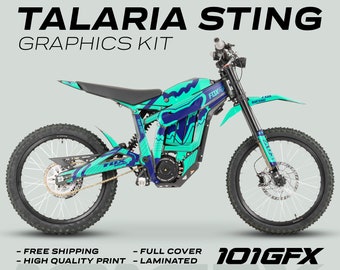 Talaria Sting MX3 MX4 Graphics Kit FOX STRIPES Mint Navy Decals Stickers Laminated Camo hexagonal honeycomb modern sticker wrap eBike Emoto