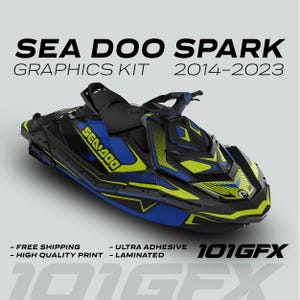 Sea Doo Spark Graphics kit RACE LINE Blue Green 2014-2023 Sea-Doo Spark Trixx Decals Stickers SeaDoo