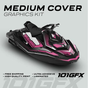 Sea Doo Spark Dekalkit RACE LINE Vit Rosa 2014-2023 Sea-Doo Spark Trixx Dekaler Klistermärken SeaDoo MEDIUM COVER