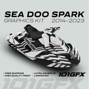Sea Doo Spark Graphics kit FAST WHITE BLACK 2014-2023 Sea-Doo Spark Trixx Decals Stickers SeaDoo