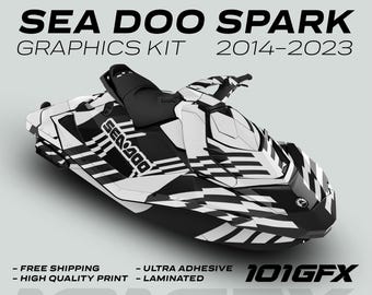 Zestaw graficzny Sea Doo Spark FAST WHITE BLACK 2014-2023 Naklejki Sea-Doo Spark Trixx Naklejki SeaDoo