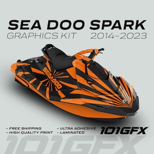 Sea Doo Spark Graphics kit RAYS BLACK ORANGE 2014-2023 Sea-Doo Spark Trixx Decals Stickers SeaDoo