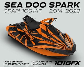 Sea Doo Spark Grafikkit STRAHLEN SCHWARZ ORANGE 2014-2023 Sea-Doo Spark Trixx Aufkleber SeaDoo